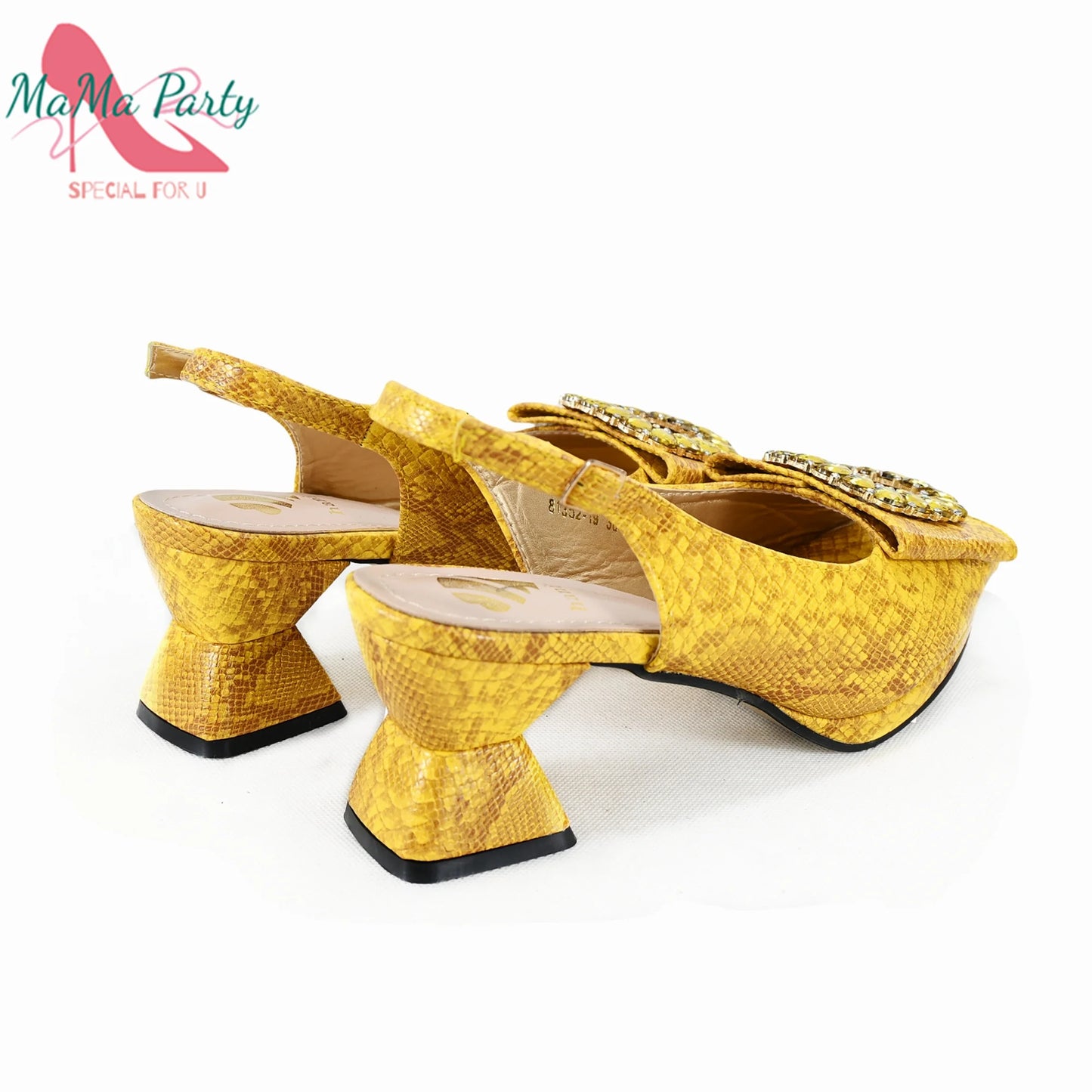 2025 Autumn New Design Specials Italian Women Shoes and Bag Set Pink Color Comfortable Mid Heels With Rhinestone