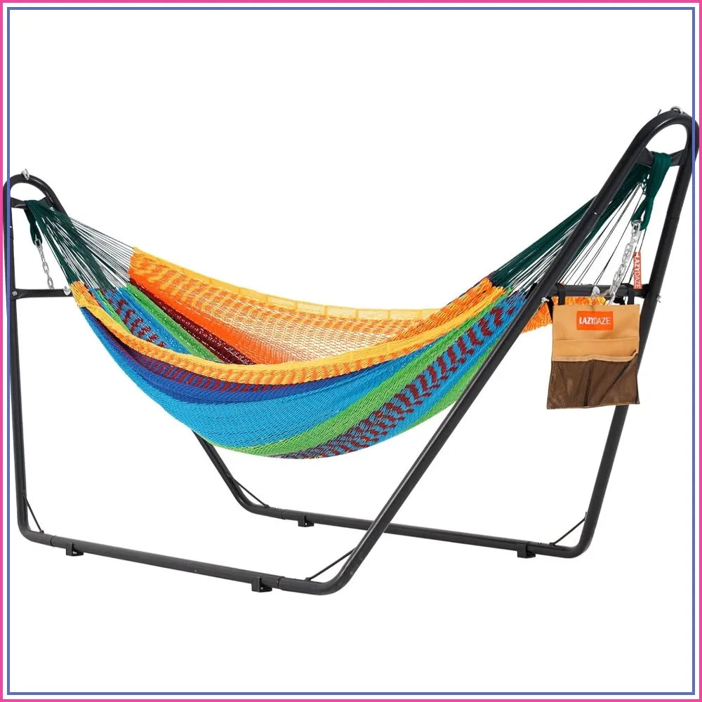 Mayan Hammock with Heavy Duty Steel Stand for Outdoor & Indoor Relaxation