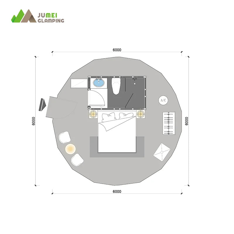 6m Diameter Outdoor Hotel Dome House Glamping Geodesic Dome Tent With PVC Roof Cover