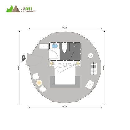 6m Diameter Outdoor Hotel Dome House Glamping Geodesic Dome Tent With PVC Roof Cover