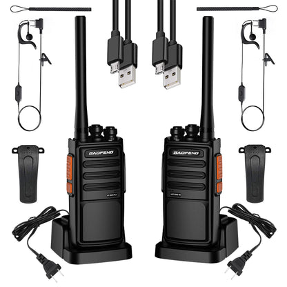 2Pcs Baofeng BF-888S Plus Walkie Talkie UHF PMR446 MHz 16CH Long Range Transceiver with USB Charger for Outdoor Communication