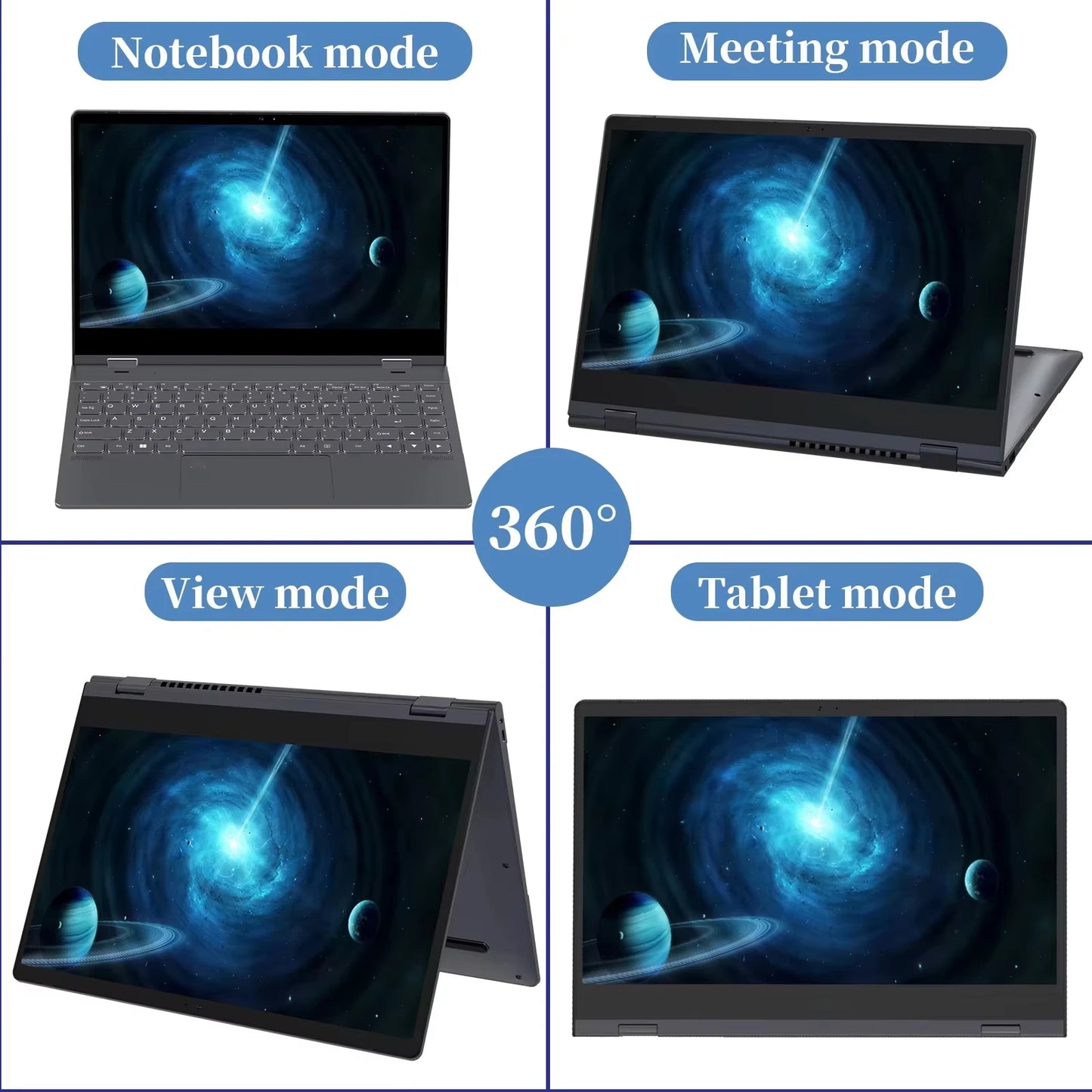 14'' Touch 360° Flip 2-in-1 Laptop FW-Y1 Mini Convertible Tablet Notebook Intel N95 12GB LPDDR5 Portable Student Office Netbook