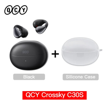 QCY Crossky C30S Open Ear Wireless Earphones Hi-Res with LDAC Ear Clip Earbuds Bluetooth 6.0 Clip On OWS Sports Headphones 40Hrs
