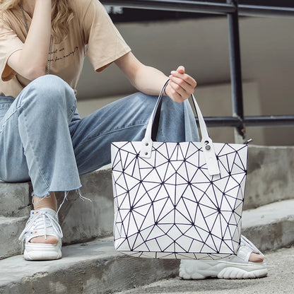 New Silver Handbags Bags For Women 2026 Summer Large Tote Bag Ladies Geometric Messenger Shoulder Bag Beach Luxury Designer