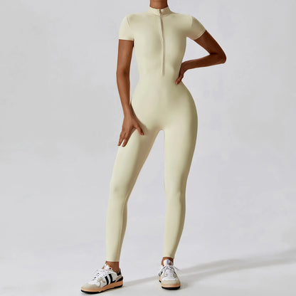 Yoga Boilersuit Long Sleeved Women's Sportswear Gym Zipper Jumpsuits Workout High-intensity Fitness One-piece Skin-tight Garment