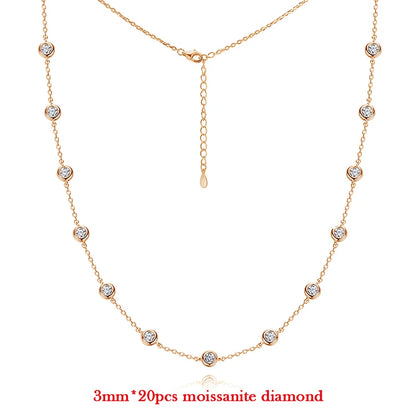 3MM Round Bubble Moissanite Diamond Tennis Neclace With 3carat Marquise Cut Pendant Neck Chain For Women 925 Silver Fine Jewelry