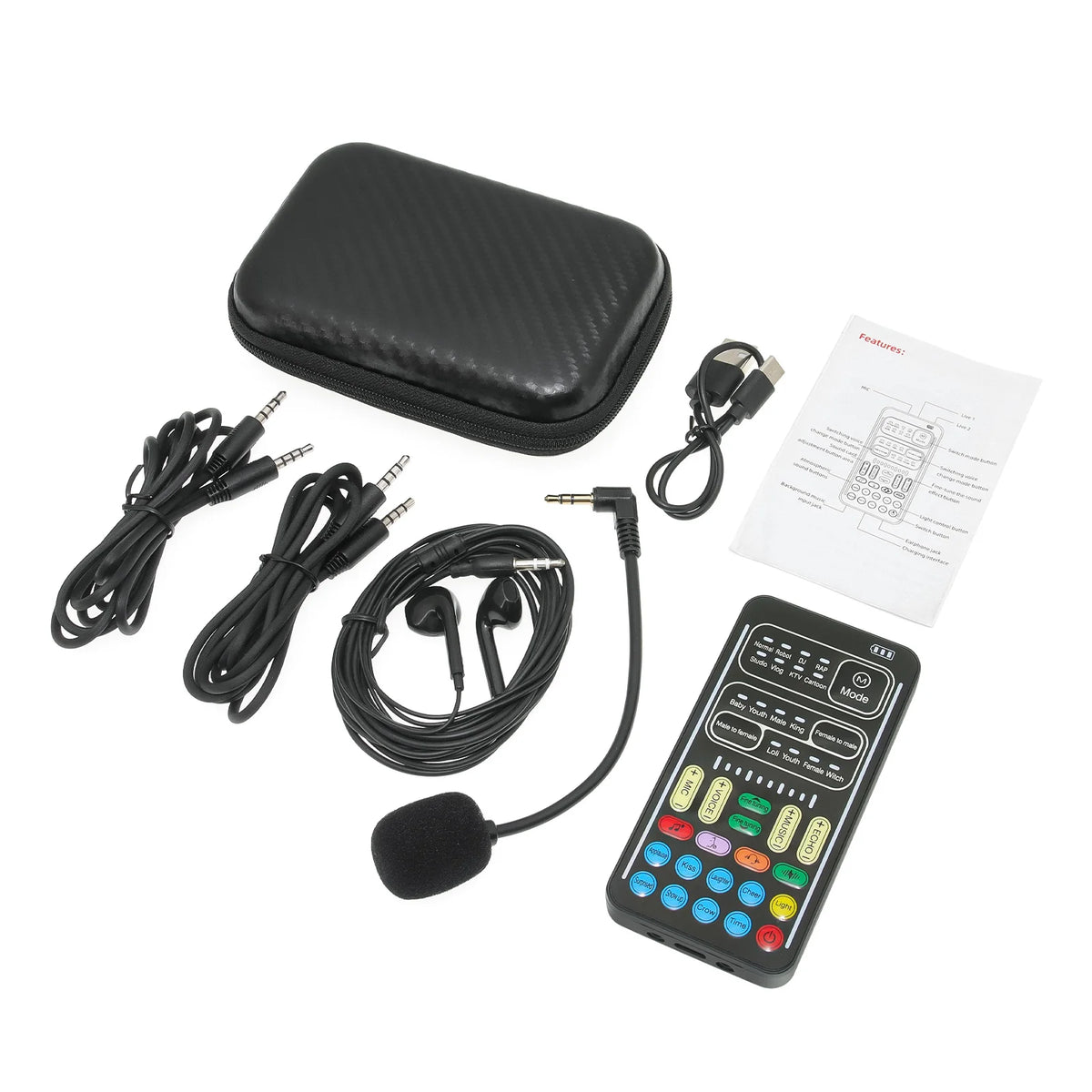 Sound Changer I9-PRO Voice Changer Set Multifunction Portable Recording Mini Sound Card For Game Anchor Recording Computer