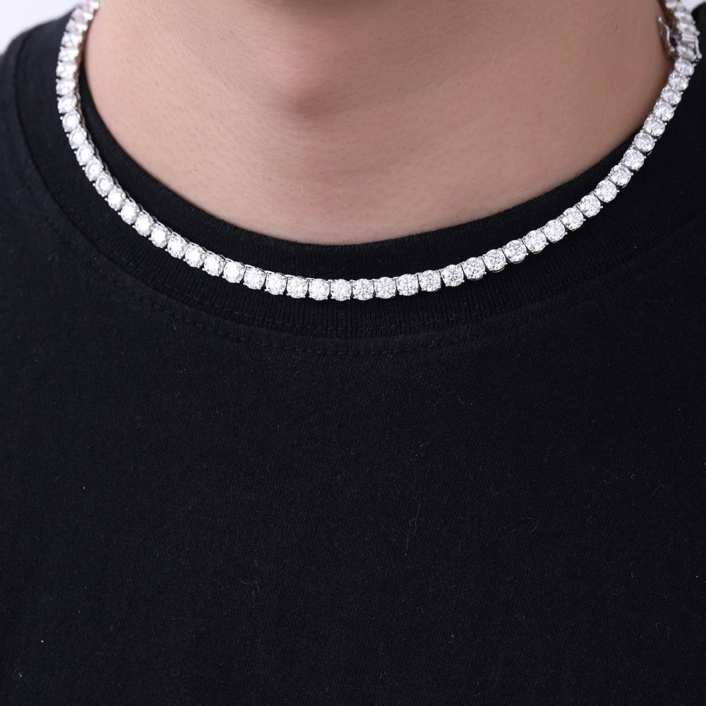 Factory Price S925 Sterling Silver D VVS1 Moissanite Tennis Necklace 3/4/5/6mm GRA for Women Man Jewellery Zircon