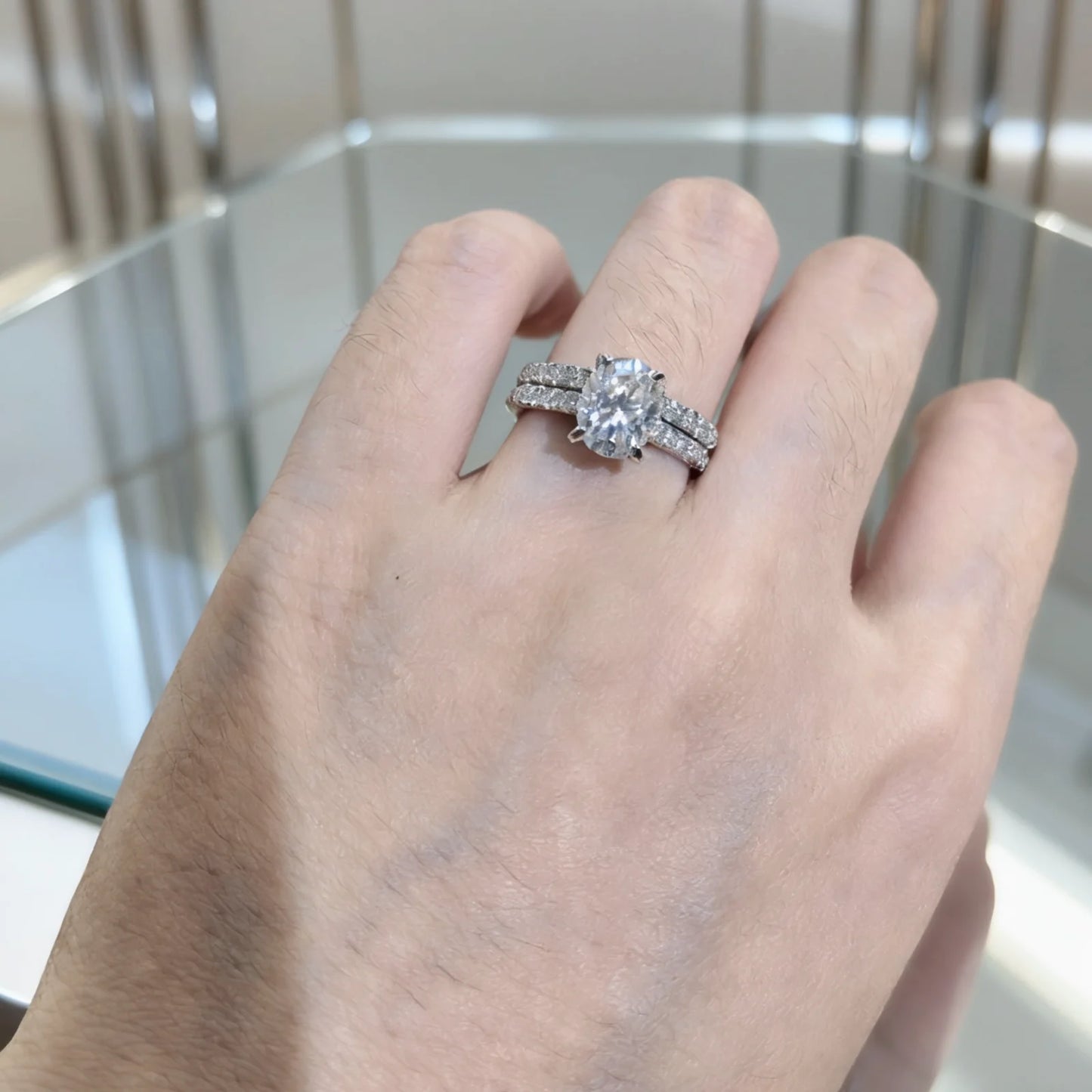 Newshe Moissanite Bridal Rings Set for Women D Color VVS1 Radian Oval Cut Engagement Ring 925 Sterling Silver Luxury Jewelry