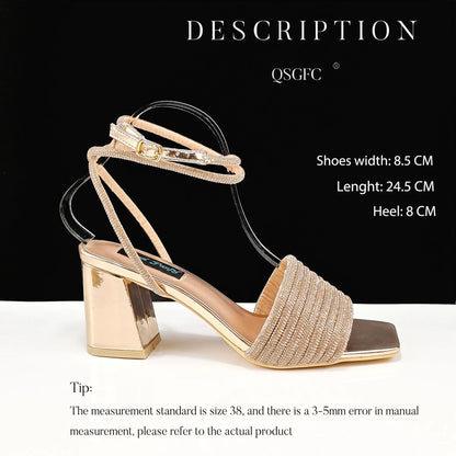 Stylish And Special Olive Bright Bag Match Women's Sandals Set With Big Diamond Tassels And Long And Short Double Chains