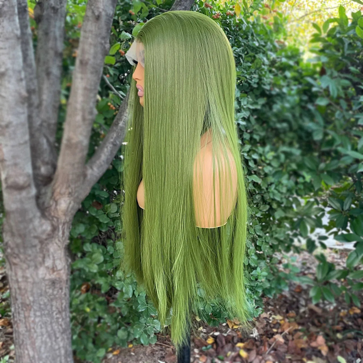 Green 13x4 Lace Front Wigs for Women 26 Inch Long Straight Synthetic Hair Wig Glueless 150% Density Natural Looking