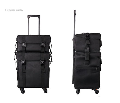 KLQDZMS Professional Cosmetic Case Female Oxford Cloth Beauty Manicure Toolkit Large Capacity Trolley With Wheel Luggage Bag
