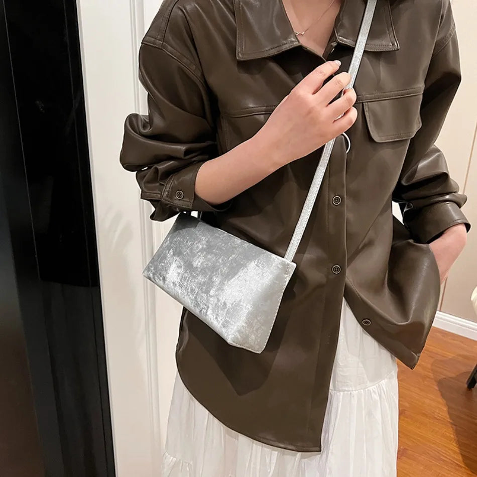 AMYMANG Women Small PU Leather Design Square Underarm Shoulder Bag 2026 New Trendy Crossbody Bag Female Handbags and Purses