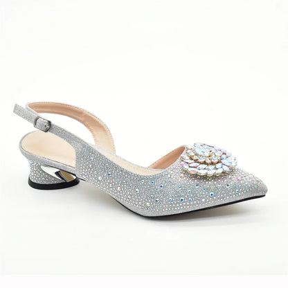 New Italian Shoes and Bags Matching Set 2025 Luxury Designer Pumps Women Full Rhinestone Designer Shoe and Bag Sets From Italy