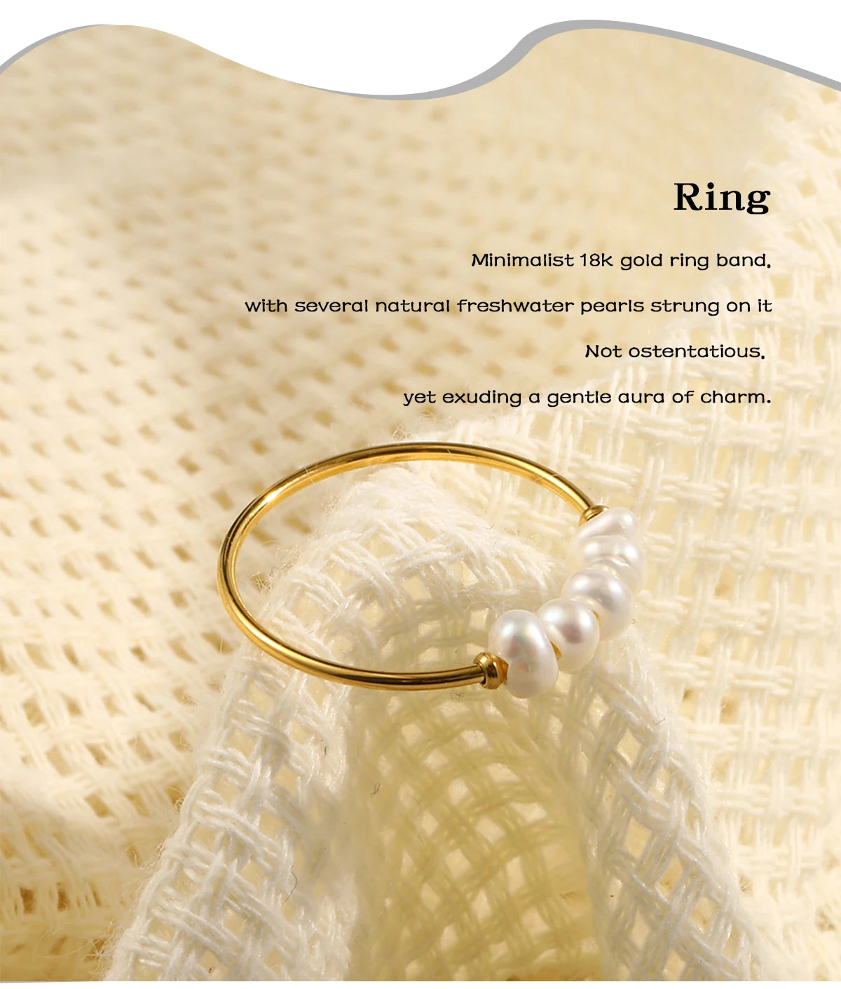 E.B.belle Gold Plated Stainless Steel Freshwater Pearls Rings For Women Accesorios Para Mujer Bagues Acier Inoxydables Femmes