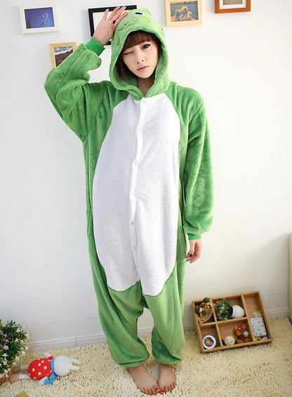Adults and Children's Kigurumi Animal Onesies Unicorn Bear Pajamas Cartoon Frog Panda Women Men Warm Flannel Hooded Sleepwear