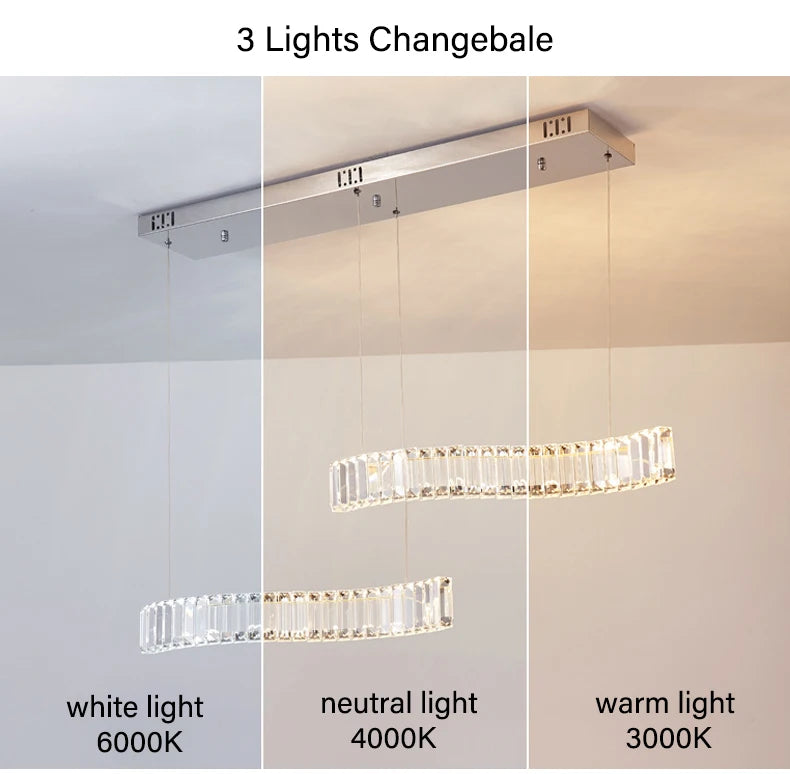 Modern Luxury LED Crystal Pendant Lights Villa Dining Room Kitchen Lighting Lustre Decor Chandeliers Indoor Bar Lights Fixture