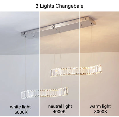 Modern Luxury LED Crystal Pendant Lights Villa Dining Room Kitchen Lighting Lustre Decor Chandeliers Indoor Bar Lights Fixture