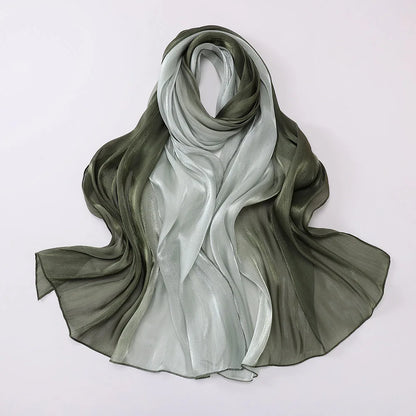 Two-color Shimmer Shiny Satin Hijab Crinkle Scarves Shawl Women Muslim Hijab Crepe Bandana Islamic Shimmer Silk Hijab