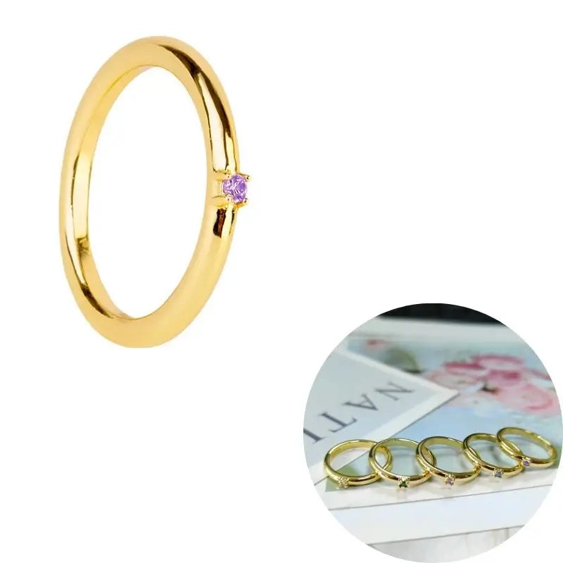 24K Gold Plated Colorful Crystal Gold Rings Turquoise Engagement Wedding Anniversary Ring Light Luxury Fashion Jewelry Gifts A40
