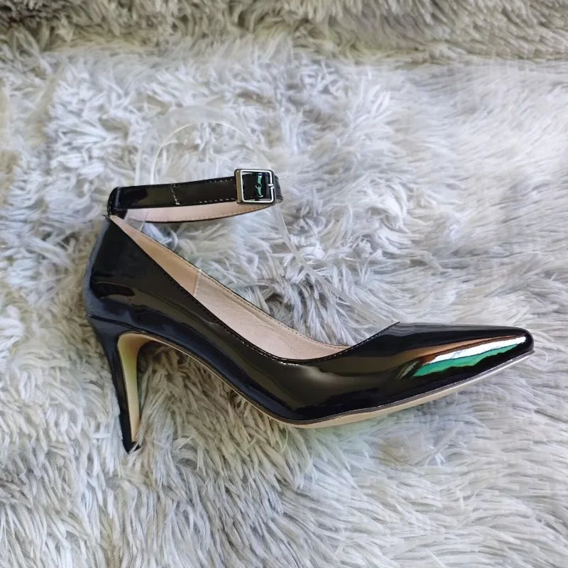 Women Sexy Pumps Stilettos 9cm Mid Pointed Toes High Heels Classic Spring Brand Design Office Black Red Dress Wedding Shoes