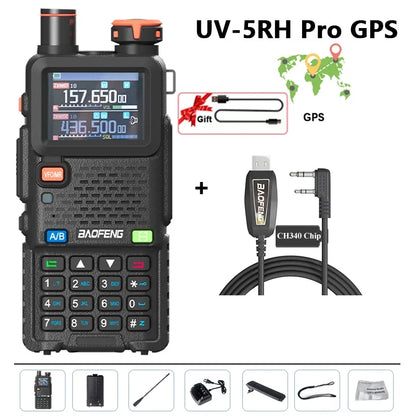 Baofeng UV-5RH Pro GPS Walkie Talkie 10W High Capacity Type-C Charger Falling Alarm NOAA Weather Channel 640CH Upgrade of UV-5RM