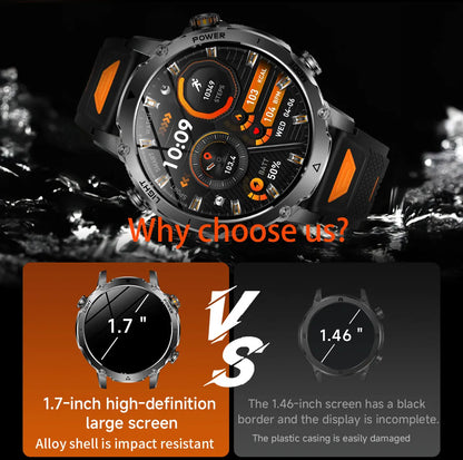 New 1400mAh Big Battery Smart Watch Men Outdoor GPS Flashlight IP68 Waterproof Bluetooth Call AMOLED Military Sports Smartwatch
