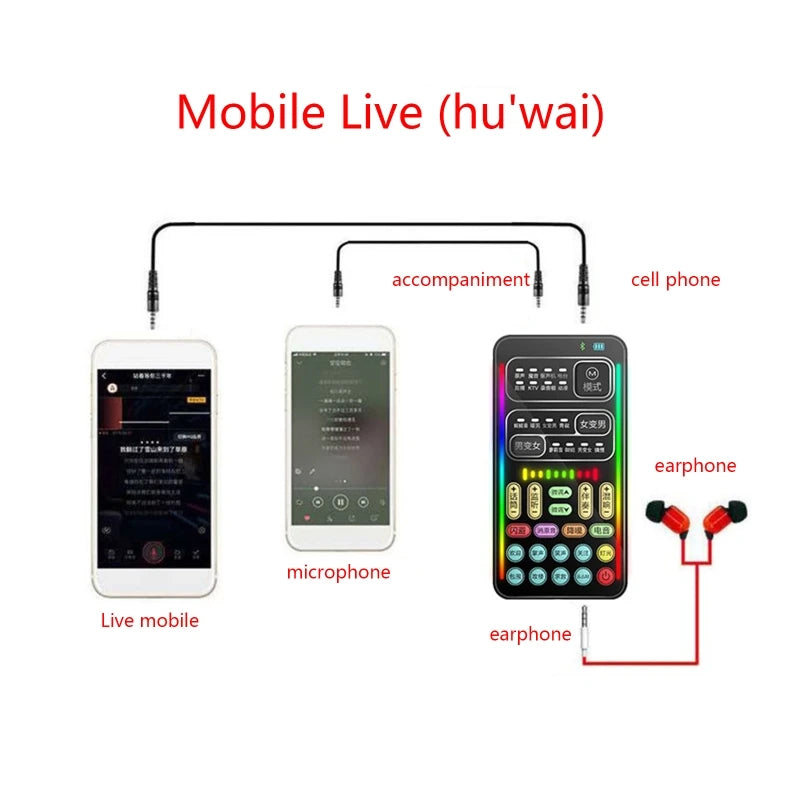 Voice Changer Handheld Sound Card Multiple Sound Effects for Microphone/ /Switch/Phone/Games /Live Streaming Host