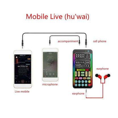 Voice Changer Handheld Sound Card Multiple Sound Effects for Microphone/ /Switch/Phone/Games /Live Streaming Host
