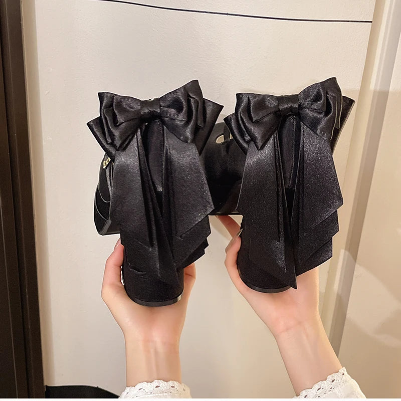 Summer Platform High Heel Women Lolita Mary Jane Shoes Fashion Butterfly-knot Stripper Party Dress Pumps Shoes