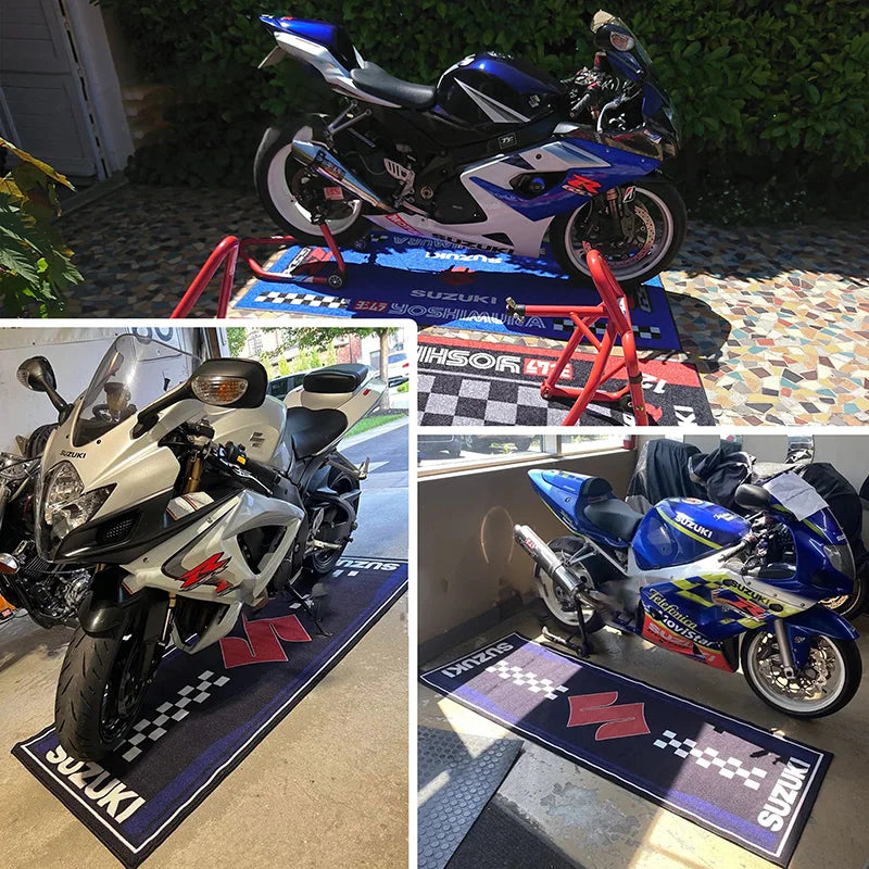 Motorcycle Display Carpet Suzuki Parking Mat Non Slip Garage Rug for Sports Racing Moto Electric Bike Entrance Home Decor