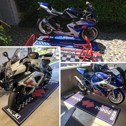 Motorcycle Display Carpet Suzuki Parking Mat Non Slip Garage Rug for Sports Racing Moto Electric Bike Entrance Home Decor