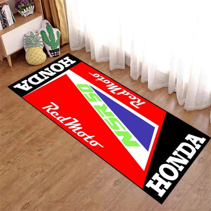 Racing Motorcycle Floor Mat, Non-Slip Dart Mat for Garage, Honda Style Motorcycle Show Carpet, Washable Anti-Slip Rug for Motocr