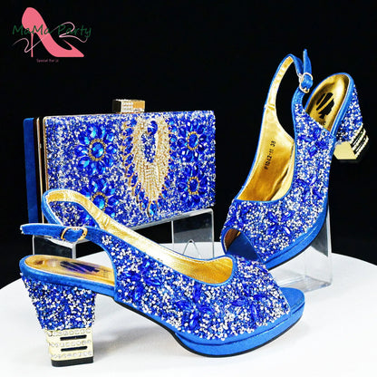 2025 Fashion Style Nigerian Ladies Lovely Shoes and Bag to Match Set in Gold Color Specials Pumps for Dress