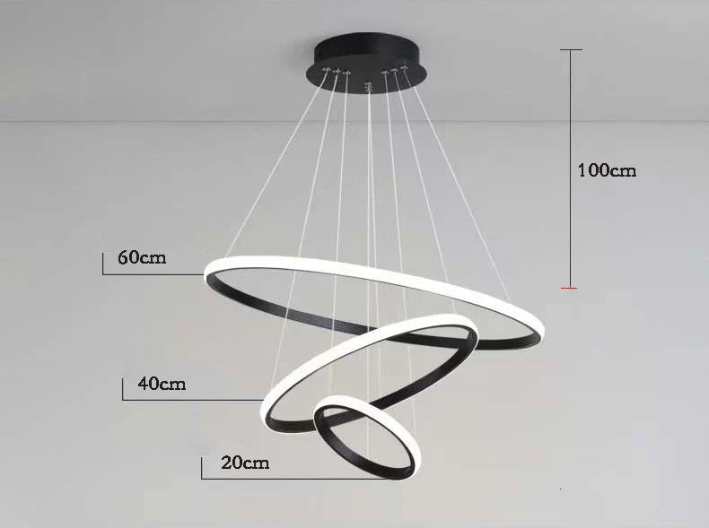 Nordic Simple Circles LED Chandelier 3 Rings Lights for Dining Bar Living Room Pendant Lamp Loft Home Decoration