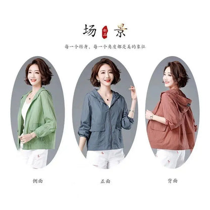Women's Short Lightweight Loose Breathable Sun Protection Clothing Large Size Comfortable Trench Coat Summer Autumn Outerwear