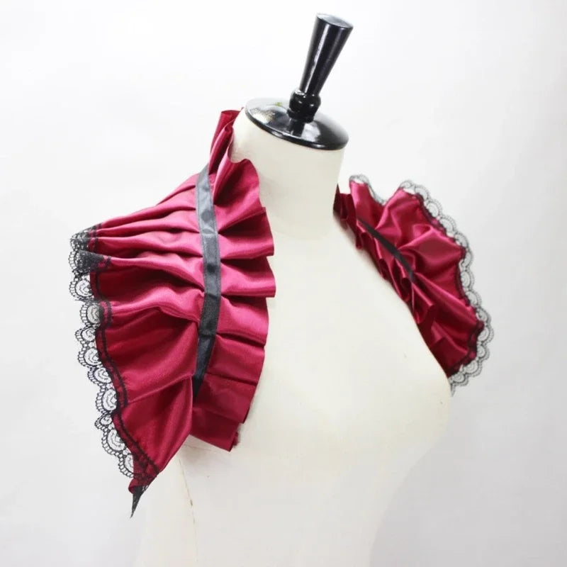Unisex Vintage Victorian Ruffled Shrug Shawl Gothic Fake Collar Shoulder Wrap Capelet Costume Jabot Cosplay Accessories