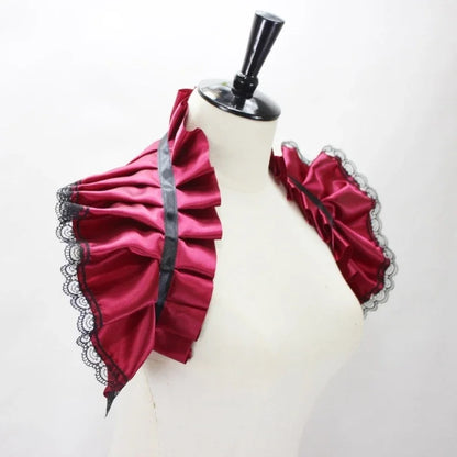 Unisex Vintage Victorian Ruffled Shrug Shawl Gothic Fake Collar Shoulder Wrap Capelet Costume Jabot Cosplay Accessories
