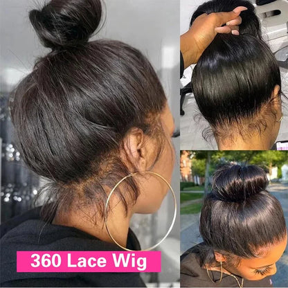 360 Full Hd Lace Front Wear And Go Glueless Straight Wig PreCut Lace Wig Pre plucked Brazilian Straight Human Hair Wig For Women