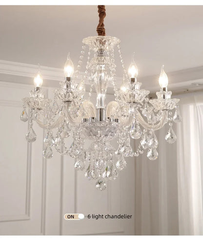 French Lustre Crystal E14 Chandelier Living Room Decor White Glass Pendant Lights Led Ceiling Chandelier For Bedroom Led Lampara
