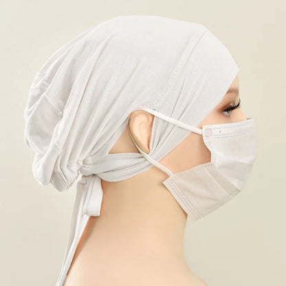 Jersey Cotton Muslim Women Under Hijab Cap With Ear Hole Inner Hijab Cap Round Forehead Underscarf Bonnet Femme Musulman