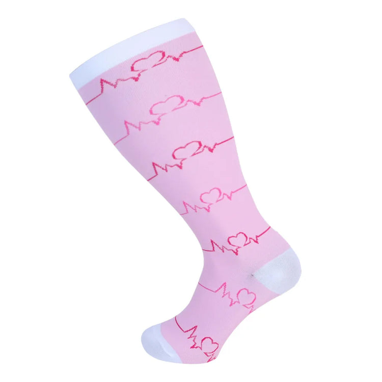 1Pair Plus Size 2XL-7XL New Compression Socks Unisex Wide Calf Knee High Compression Stockings Support for Circulation Nurses