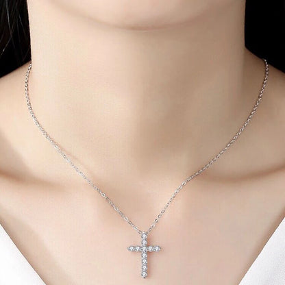 Serenity 3mm 4mm 5mm Black Moissanite Cross Pendant Necklace For Women Men 100% S925 Sterling Silver Jesus Neck Chain Plated 18K