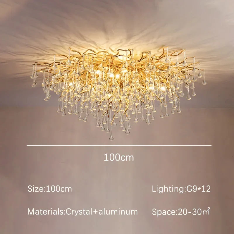 Rectangle Luxury Gold Crystal Chandelier For Dining Living Room Lobby Kitchen Table Modern Lurxy Gold Crystal Celling Chandelier