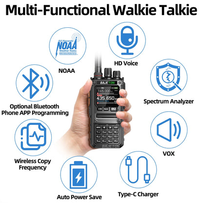 BAJETON BJ-7800 Walkie Talkie Long Range SW MW LW AM SSB CB 10W Wireless Bluetooth Phone Programming NOAA Two Way Radio RT-920