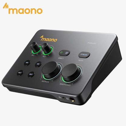 MAONO P2 Hybrid USB Audio Interface Mixers Dual XLR for PC Phone iPad Guitar 56dB Gain Loopback for Podcast Streaming Recording