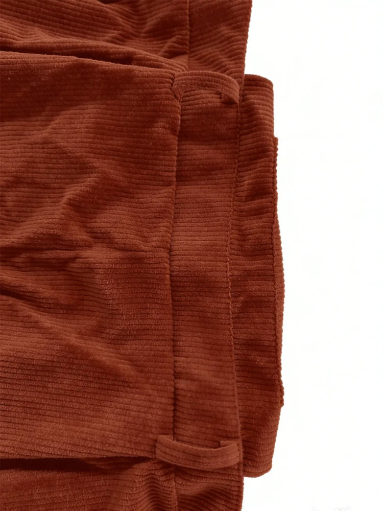 Women Casual Jumpsuit Corduroy Wide Shoulder Straps Button Detail Solid Color Relaxed Fit Autumn Winter Hand Wash Only