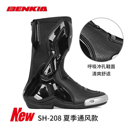 BENKIA Summer Motorcycle Boots CE Certification Professional Track Riding Boots Racing Zapato AntiCollision Off-Road for Rally