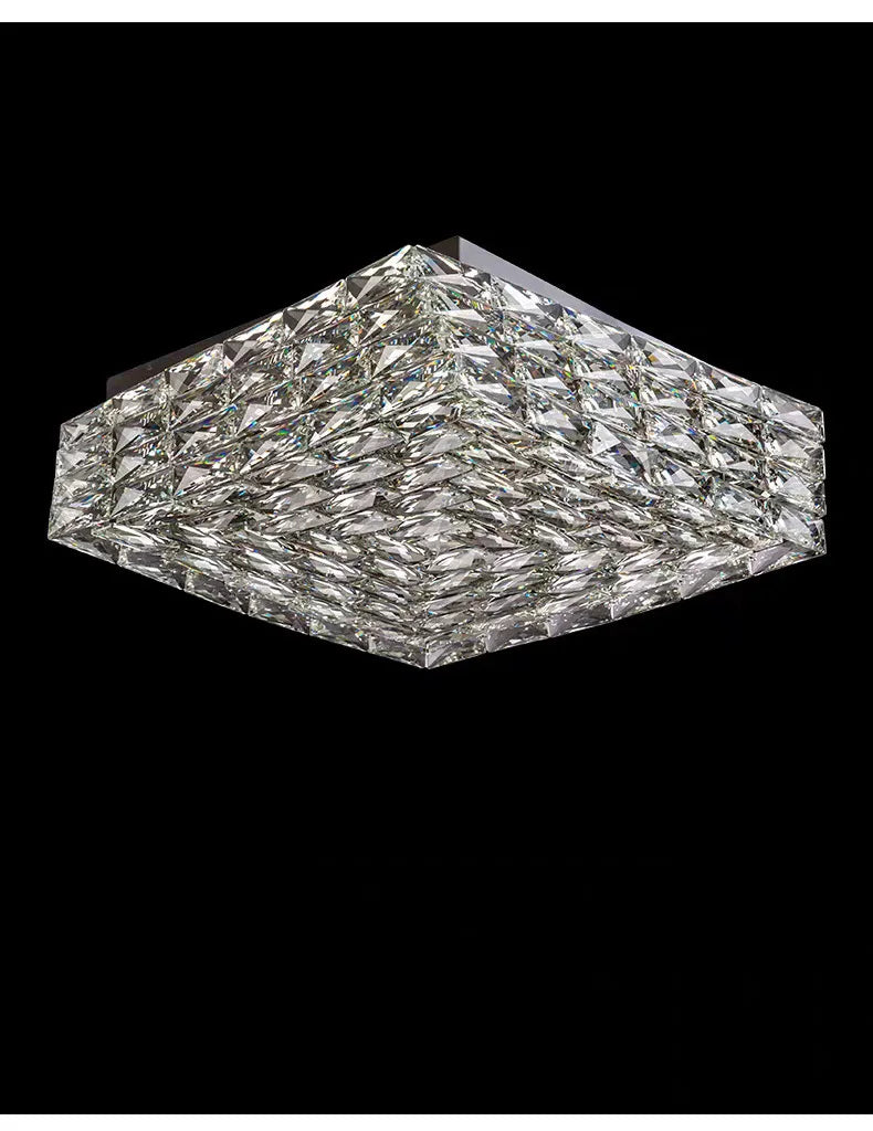 Modern Nordic Luxury Crystal LED Ceiling Light Gold Chrome Flush Mount Lamp for Living Dining Room Bedroom Home Decor Lighting