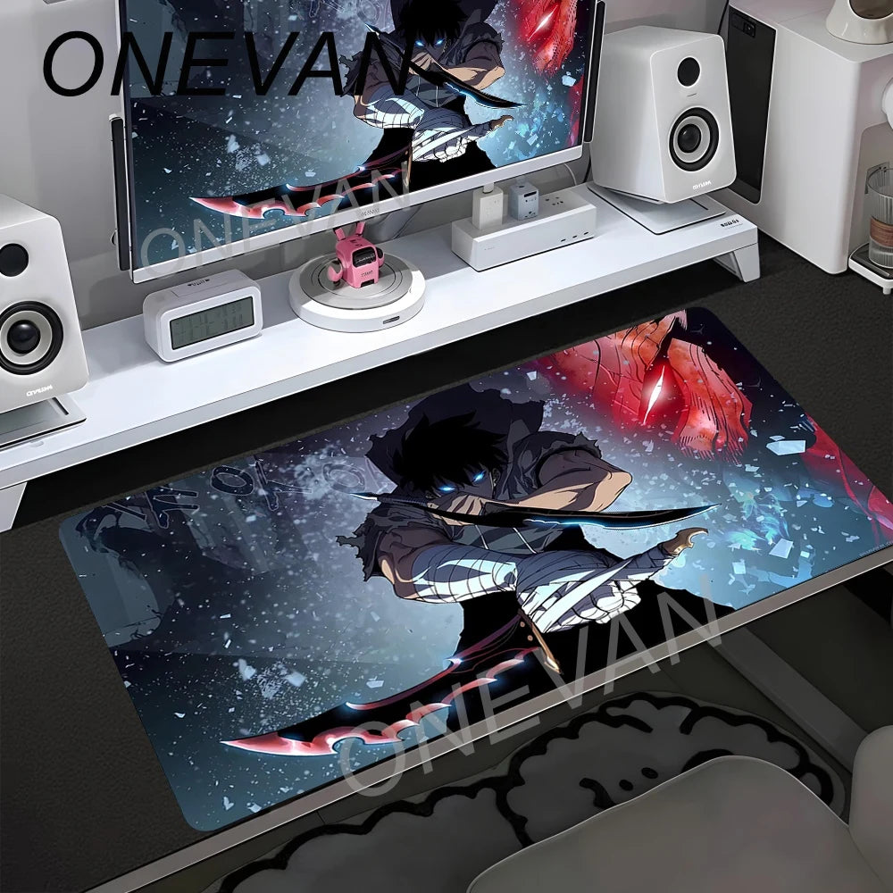 HD Printing Anime Solo Leveling Mousepad 900x400mm Computer Gamer Lock Edge Non-slip Mouse Pad XXL Keyboard PC Protect Table Pad